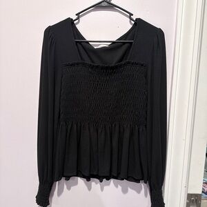 Altar'd State Black Smocked Blouse
